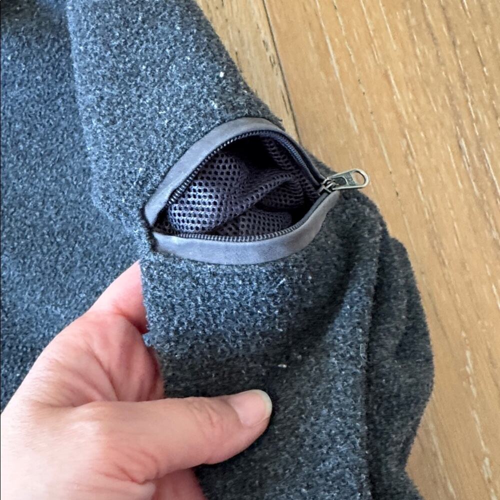 Y2K Abercrombie Quarter Zip Fleece Pullover Charcoal Gray Sleeve Pocket Size L - Picture 6 of 7